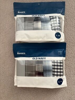 Old Navy Men's Boxers - Gray, Blue, Black Plaid 10-Pack (2x5)